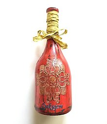 Nádoby - Víno v dekorovanej flaši, motív Ďakujem - 15799889_