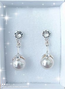 Náušnice - Strieborné originálne náušnice s perlou Sw. crystals - 15798745_