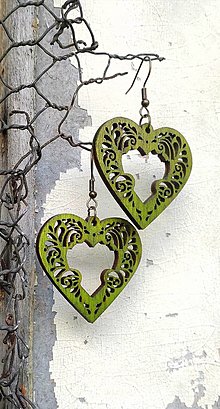 Náušnice - Náušnice - Srdce ornament (zelená) - 15800536_