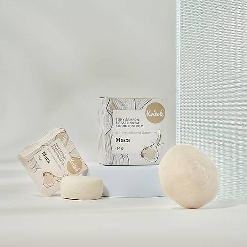 Tuhý Šampón s Kondicionérom Kvitok – Maca (proti VYPADÁVANIU vlasov) 50 g