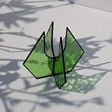 Dekorácie - Vitrážne stojany z farebného skla na Tillandsie (Stojan zo svetlej zelenej "machine" farby) - 15800683_