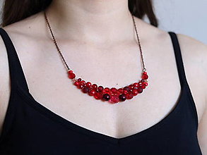 Náhrdelníky - Venčekový náhrdelník (červený) - 15798684_