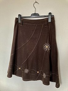 Sukne - Tmavo-hnedá ľanova sukňa veľ.38 - 15802256_