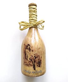 Nádoby - Víno v dekorovanej flaši, motív nahotinka - 15802836_