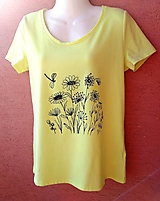 Topy, tričká, tielka - Upcyklované maľované tričko - Kvetiny... - 15803603_