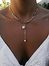 Náhrdelníky - Medea - masívny Y náhrdelník s barokovými perlami - 15805090_