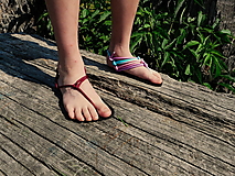 Detské topánky - Detské barefoot sandále bordové - 15805493_