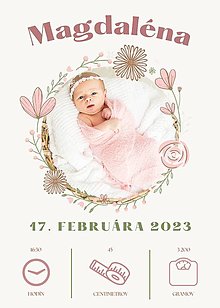 Grafika - Personalizovaný plagát dieťatka s fotkou - elektronická verzia (dievča) - 15806531_