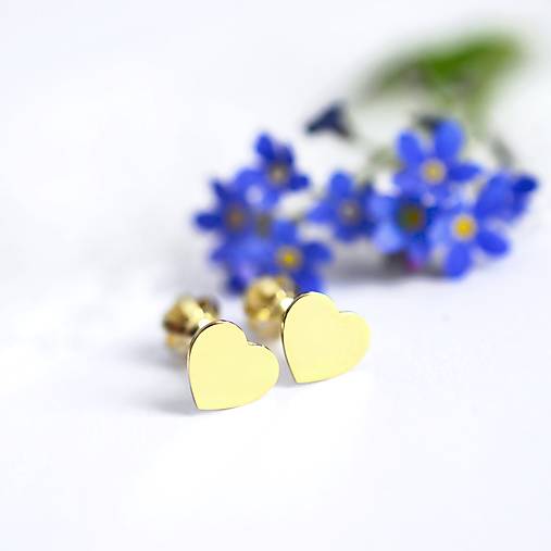 Náušnice - Náušnice s mini srdiečkom zo zlata 14k - 15807028_
