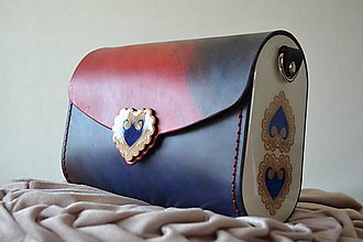 Kabelky - Kožená kabelka Zuzička červeno-modrá (Kombinovaná modro-červená) - 15807139_