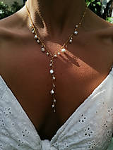 Náhrdelníky - Lima - Y náhrdelník s perlami a mesačným kameňom - 15808253_