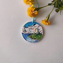 Náhrdelníky - Maľovaný prívesok Kvety pri rieke - 15806883_