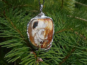 Náhrdelníky - prírodné minerály-náhrdelníky (drevný opál-slovenský-náhrdelník) - 15811279_
