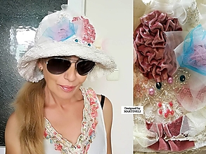 Čiapky, čelenky, klobúky - Romantický ľanový klobúk pre ženy - 15812145_