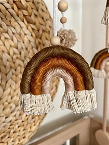 Hračky - Macrame Rainbow Boho Detský kolotoč do detskej postieľky (Brown) - 15811929_