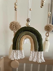 Hračky - Macrame Rainbow Boho Detský kolotoč do detskej postieľky (Green) - 15811941_