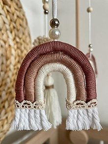 Hračky - Macrame Rainbow Boho Detský kolotoč do detskej postieľky (Pink) - 15811942_