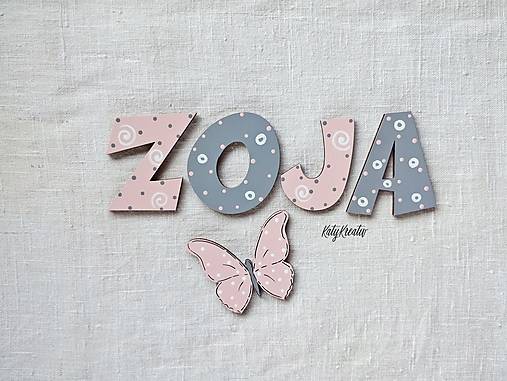 Tabuľky - P Í S M E N Á  na želanie (ZOJKA+3x kvietok) - 15812474_