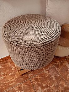 Úžitkový textil - Háčkovaný puf stolík CAPPUCCINO - 15812914_