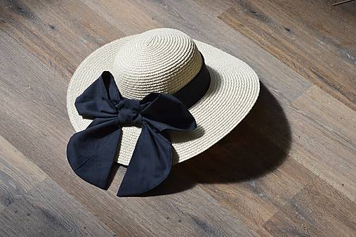 Dámsky letný klobúk slamený s odopínateľnou mašlou(čierna)