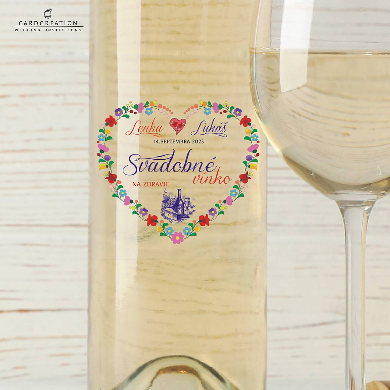 Nálepky na svadobné fľaše transparentné 018