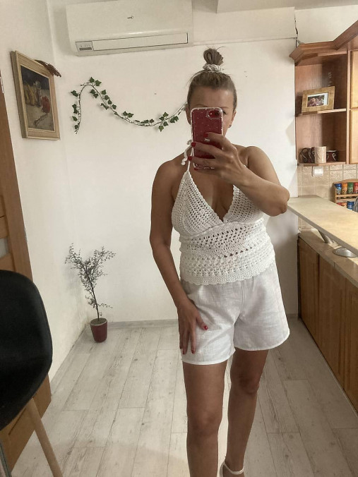 Topy, tričká, tielka - háčkovaný TOP /croptop/ pre slečny a dámy - 15814190_