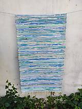 Úžitkový textil - Ručne tkaný koberec, tyrkys mix, 60x 150 cm - 15814784_