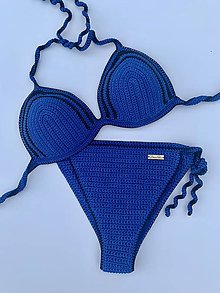 Plavky - Háčkované plavky kráľovské modré II. - 15815591_