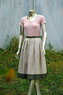 Sukne - Ľanová skladaná sukňa - 15814577_
