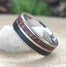 Prstene - Oceľový prsteň s ebenom a mokaitom - 15816193_