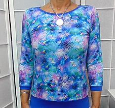 Topy, tričká, tielka - Tričko chmýří na tyrkysu XS - XXXL - 15816605_