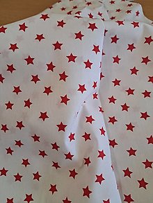 Textil - Bavlnené látky (červené hviezdy na bielom podklade) - 15816040_