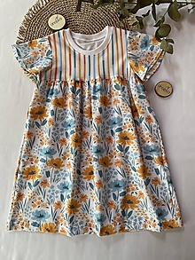 Detské oblečenie - Šaty modro-oranžový kvet - 15815108_
