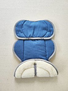 Detský textil - VLNIENKA podložka do autosedačky vajíčko Cybex Aton 5 0+ / 0-13kg 100% Merino TOP SUPER WASH Natural 100% ľan modrý - 15817546_