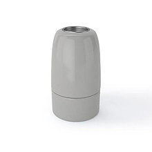 Komponenty - Porcelánová objímka s päticou E14 v šedej farbe - 15816947_