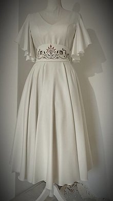 Šaty - Svadobné šaty s ručne maľovaným opaskom - 15817907_