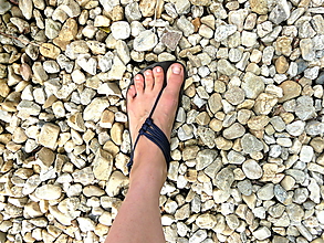 Ponožky, pančuchy, obuv - Barefoot sandále Tmavomodré (Líščí úväz) - 15820319_