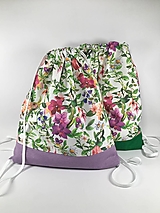 Batohy - Textilný batoh s kvetmi  (Fialová) - 15822325_