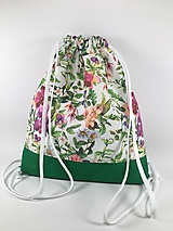 Batohy - Textilný batoh s kvetmi  (Zelená) - 15822328_