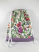 Batohy - Textilný batoh s kvetmi  (Fialová) - 15822331_