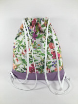 Batohy - Textilný batoh s kvetmi  (Fialová) - 15822332_