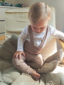 Detské oblečenie - Rebrované legíny na traky BEIGE - 15821056_
