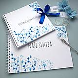 Papiernictvo - Modré kvietky - svadobná kniha hostí alebo album - 15821327_