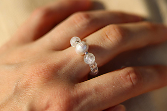 Prstene - perla a krištáľ- prsteň - 15820837_