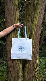 Kabelky - Ľanová taška s modrou výšivkou - 15823038_