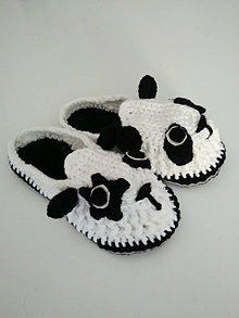 Detské topánky - Háčkované papučky Panda - 15823287_