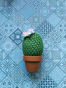 Dekorácie - Kaktus (pletený.. svetlý zelený) - 15826675_