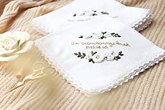 Darčeky pre svadobčanov - Svadobné vreckovky pre rodičov ♡ - 15824949_