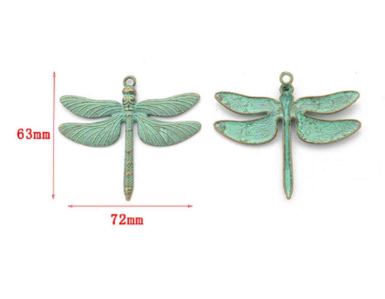 PR106 Prívesok vintage vážka 6 x 7 cm (Tyrkysová)