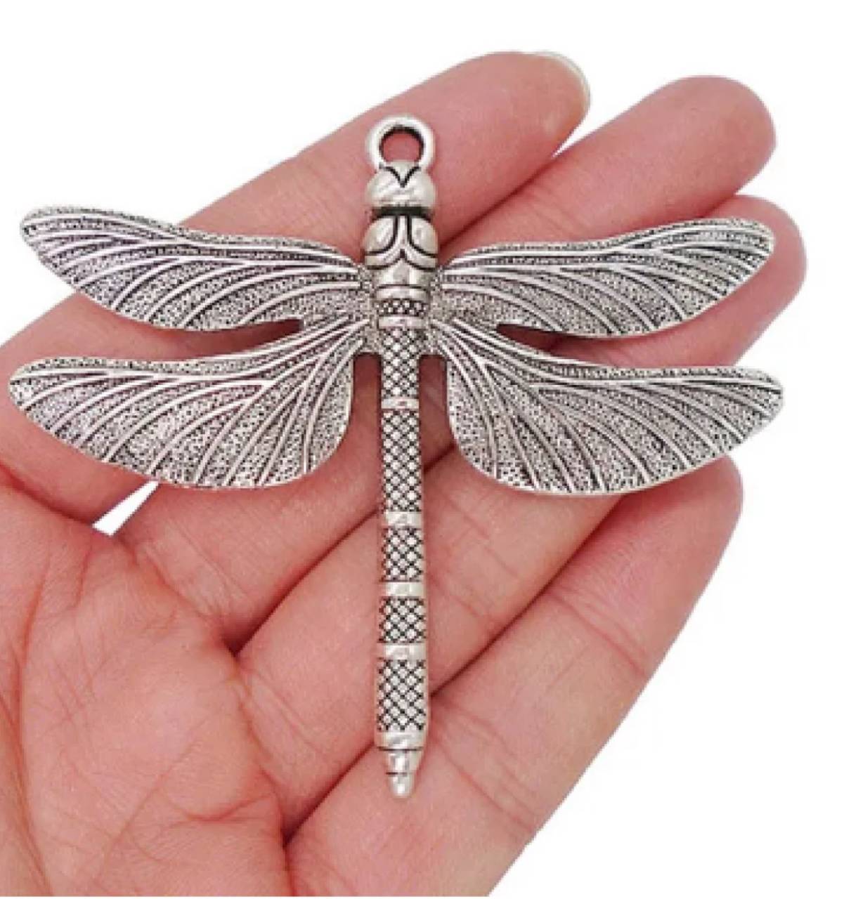 PR106 Prívesok vintage vážka 6 x 7 cm (Strieborná)